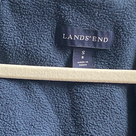 Land’s end navy weatherproof kids coat, medium / 8, fleece lined, hood, EUC - Picture 5 of 6